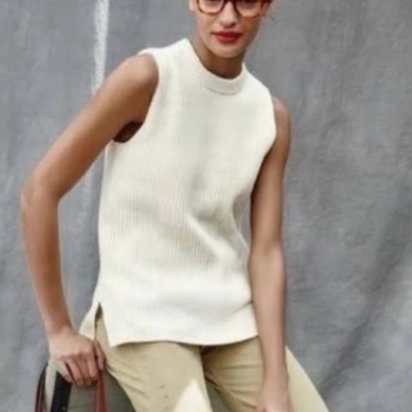 J.Crew Rib Knit Sleeveless Crew Neck Sweater Cotton & Merino Wool Blend - Picture 1 of 13